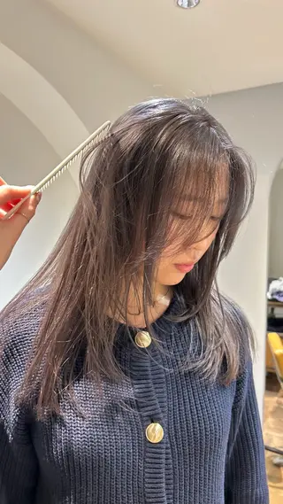 セミロング カラー じゅわっと暖色カラー 🍊Moemiのヘアスタイル