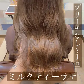 セミロング カラー ブリーチなし Wカラー🩷星野翔太のヘアスタイル