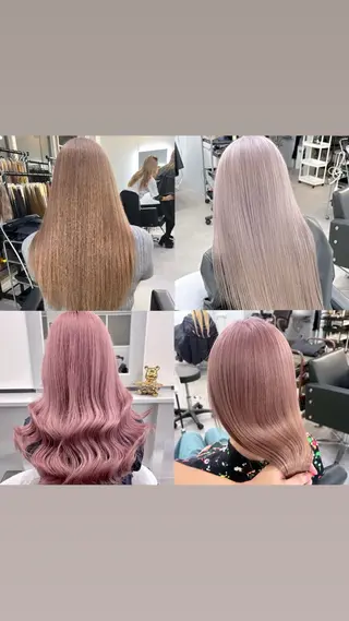 ロング カラー 大阪ケアブリーチ/ ミルクティーベージュのヘアスタイル