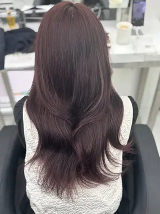 ロング 韓国ヘア/ブリーチ無 しWカラー/オリーブのヘアスタイル