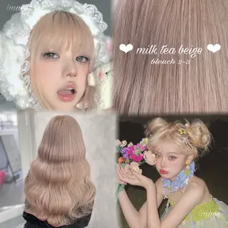 ロング カラー ヘアアレンジ メンズウルフ🐺♡ ブリーチ♡ヘアメ🎀のヘアスタイル
