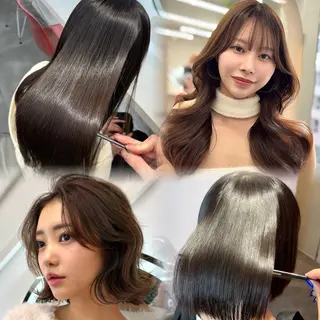 カラー 山崎/ボブ縮毛矯正 レイヤー髪質改善のヘアスタイル