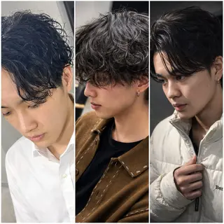 メンズ 表参道フェザーパーマ ニュアンスパーマのヘアスタイル