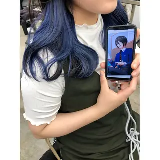 セミロング カラー 推しカラー✨ オタク美容師ユウカのヘアスタイル