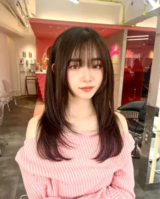 ミディアム 山崎/ボブ縮毛矯正 レイヤー髪質改善のヘアスタイル