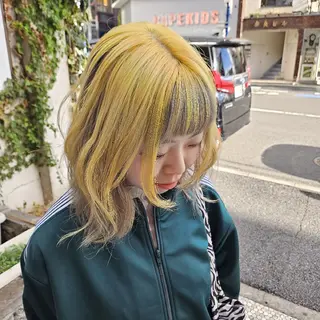 ミディアム カラー あべかりん/原宿 /マツパ/ハイトーンのヘアスタイル