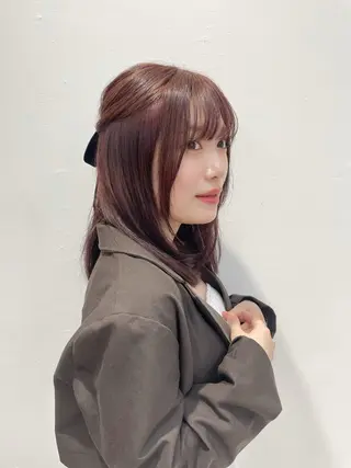 ミディアム カラー ヘアアレンジ 透明感カラー 🩰あさのヘアスタイル