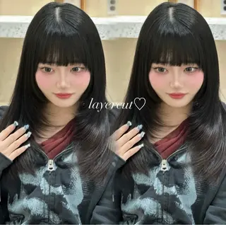セミロング 🍓韓国ヘア レイヤ ーカット🍓笠原 葵のヘアスタイル