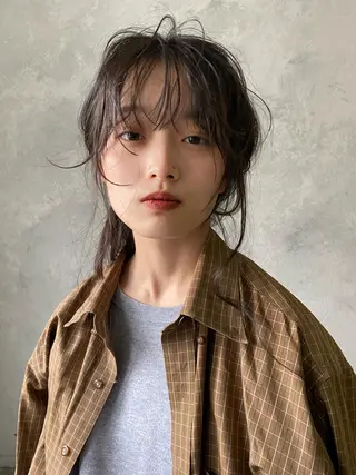 ミディアム カラー 森貴裕/ベージュ/ パーマ/オリーブのヘアスタイル