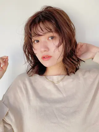 パーマ ボブ/ミディアム 親しみやすさ/さくらのヘアスタイル