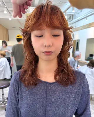 ミディアム カラー パーマ ヘアアレンジ 丸山渉/パーマ エフェクトブリーチのヘアスタイル