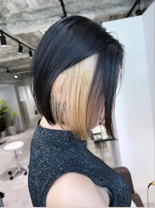 ミディアム カラー ヘアアレンジ ボブ/ダブルカラー 縮毛矯正/支持多数のヘアスタイル