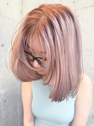 ミディアム カラー ヘアアレンジ ミニボブ/ブリーチ 🌈MISATOのヘアスタイル