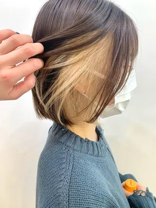 セミロング カラー ヘアアレンジ 🎀暖色カラー🎀 ♡yurika♡のヘアスタイル