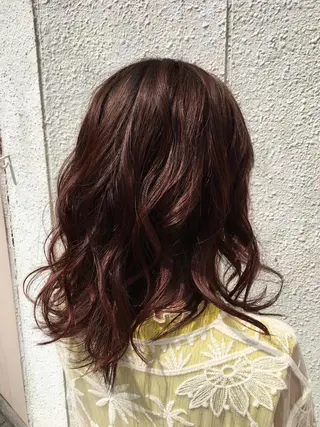 セミロング カラー パーマ Min Te Lash 石澤のマツエク・マツパデザイン