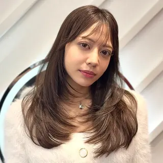 ロング カラー 山崎/ボブ縮毛矯正 レイヤー髪質改善のヘアスタイル