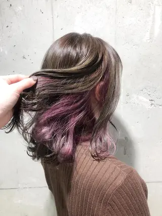 セミロング カラー パーマ ヘアアレンジ メンズ キッズ ネイル マツエク・マツパ Rene'所属・当日予約⭕️ yuriのヘアスタイル