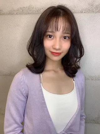 ミディアム カラー 透明感/オリーブ/ グレージュ/YUKAのヘアスタイル