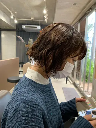 ショート パーマ ボブパーマコテ巻き風 パーマNo1深江秀平のヘアスタイル