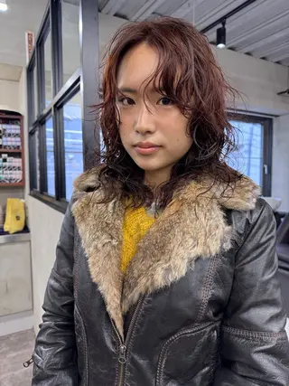 セミロング パーマ 鎌田健/パーマ ボブ/レイヤー/のヘアスタイル