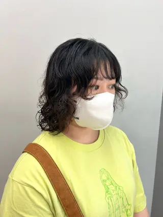 ミディアム パーマ ROCCOeast Rukaのヘアスタイル