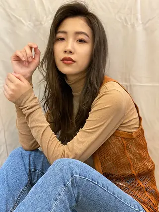 ロング 顔周りデザイン/ ママ美容師/濱ほのかのヘアスタイル