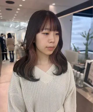 ミディアム カラー 縮毛矯正/韓国ヘア /ブリーチ/柴山のヘアスタイル