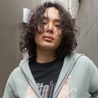 セミロング パーマ メンズ ニュアンスデザイン/ SHOUTOのヘアスタイル