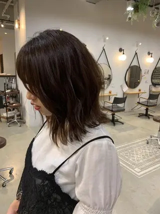 ミディアム カラー パーマ ヘアアレンジ メンズ キッズ ネイル マツエク・マツパ 中津No.1髪質改善 店長✨透ける暗髪のヘアスタイル