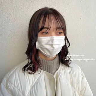 ミディアム カラー パーマ ヘアアレンジ メンズ キッズ ネイル マツエク・マツパ アイブロウ 透明感カラー・レイヤ ー🎀amika🎀のヘアスタイル