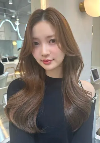 セミロング カラー 新宿/韓国レイヤー 髪質改善カラー/角所のヘアスタイル