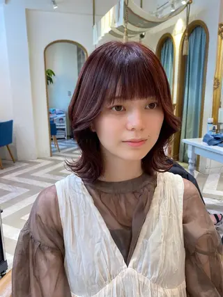 ミディアム カラー レイヤーと顔まわり 大好き❣️関口拓馬のヘアスタイル