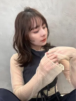 ミディアム カラー レイヤー/暖色カラー /パーマ/落合 歩夢のヘアスタイル