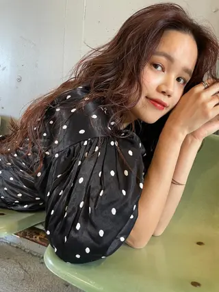 ミディアム カラー ヘアアレンジ 💝髪質改善💝_ chlom🌸春🌸のヘアスタイル