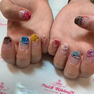 ネイル ネイルリボン 受付スタッフのネイルデザイン