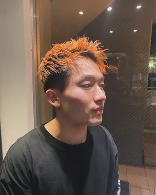 ショート 山影✨バレイヤージュ ハイライト✨メンズ◎のヘアスタイル
