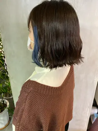 ミディアム カラー ヘアアレンジ 切りっぱなしボブ/ デザインカラー店長のヘアスタイル
