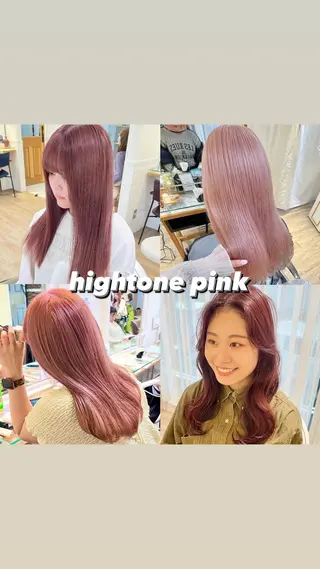 セミロング カラー ヘアアレンジ ハイトーンピンク🍑 ブリーチ🍑RINAのヘアスタイル