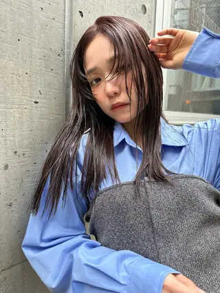 セミロング カラー 髪質改善 中川　翔のヘアスタイル