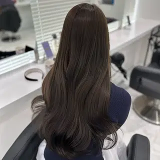 ロング カラー ブリーチなし透明感 ×縮毛矯正🤍ユウのヘアスタイル