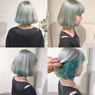 ミディアム カラー パーマ ヘアアレンジ ハイトーン特化🤍 浦住のヘアスタイル