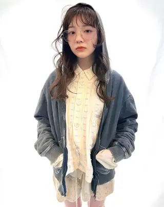 セミロング カラー パーマ 山田 裕介のヘアスタイル