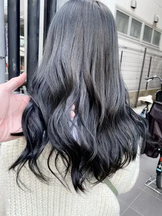 ミディアム カラー 白髪ぼかし バレイヤージュ志鎌のヘアスタイル