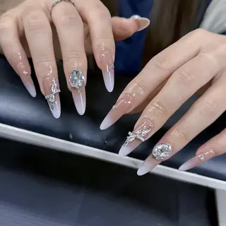 ロング 波 なみのネイルデザイン