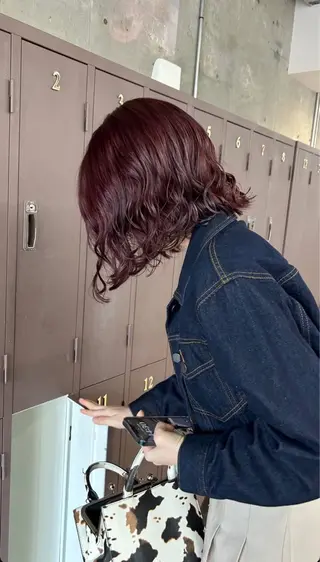 ミディアム カラー パーマ 森田遥奈/透明感カラ ー/似合わせカットのヘアスタイル