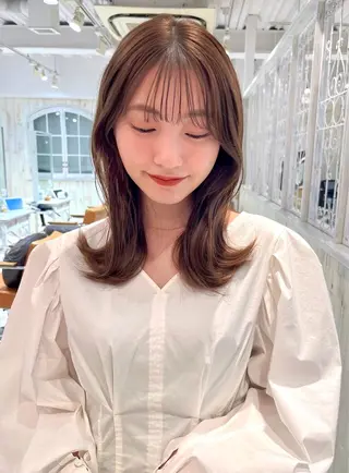 セミロング カラー 【韓国ヘア×透明感 カラー】笹谷 莉未のヘアスタイル