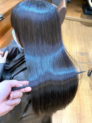 セミロング パーマ 菅村 勇亮のヘアスタイル