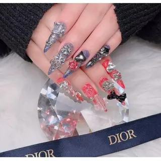 ロング 波 なみのネイルデザイン