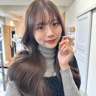 ロング 顔周りcut/ 艶ワンカラー♥ちさきのヘアスタイル