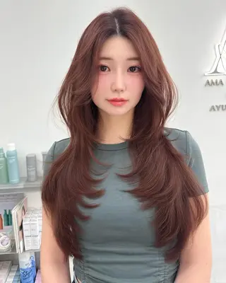 ロング カラー 顔周り特化/韓国ヘア /レイヤー/吉野幸大のヘアスタイル